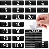 Blulu 100 Pcs Acrylic Locker Numbered Plates Tags 1-100, 2.4 x 1 Inch | for Table Door Sign House Room Office