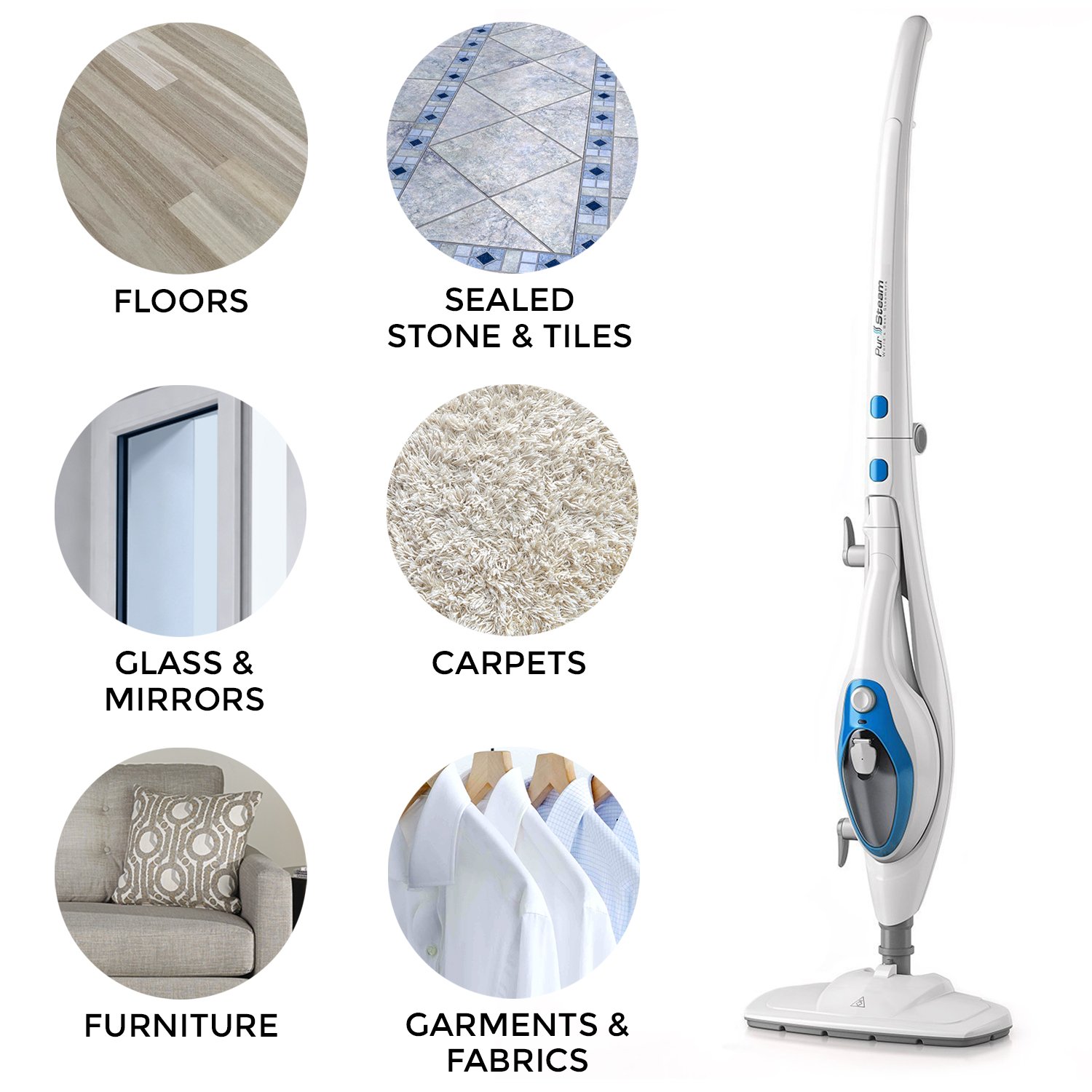 PurSteam Steam Mop Cleaner Steam Cleaning System ThermaPro 10in1