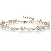 Crysdue Wedding Bridal Link Bracelet for Brides Bridesmaids, Marquise Cubic Zirconia Tennis Bracelets for Women Prom Jewelry