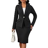 Women 2 Piece Skirt Suit Set Business Professional Blazer Dress Jacket and Pencil Skirts Sets