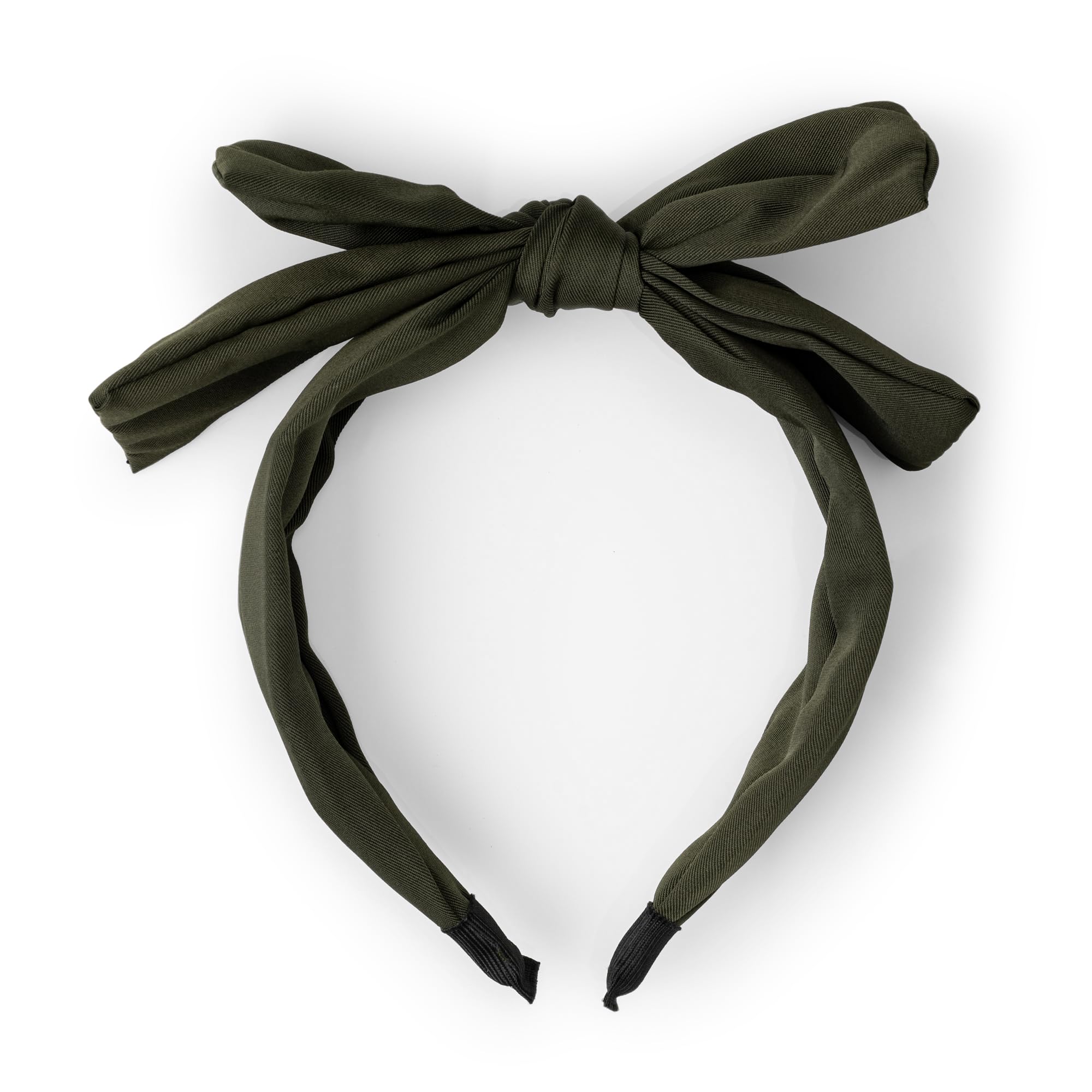 Satin Bow Headband for Women with Twist Turban Knotted Hairband, Headband for Women, Knotted Wide Headband, Stylish Yoga Hair Band, Fashion Elastic Hair Accessories for Women - (Khaki)