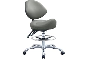 HNKASTELA Rolling Saddle Chair with Back Support, Height Adjustable Ergonomic Saddle Stool Chair with Wheels for Dental Hygienist,Salon,Esthetician