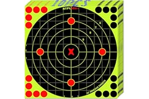 ATFLBOX 12X12 Inch Splatter Adhesive Bullseye Fluorescent Yellow Shooting Target Stickers, Sight in Shooting Range Paper Targ