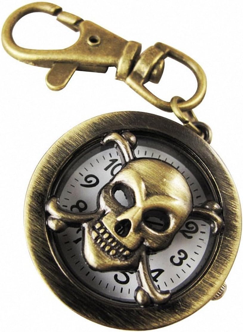 AngxunBeauty Skeleton Style Pendent KeyChain Men Quartz Pocket Watch