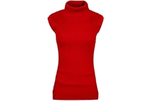 v28 Women Sleeveless High Neck Turtleneck Stretchable Knit Sweater Top