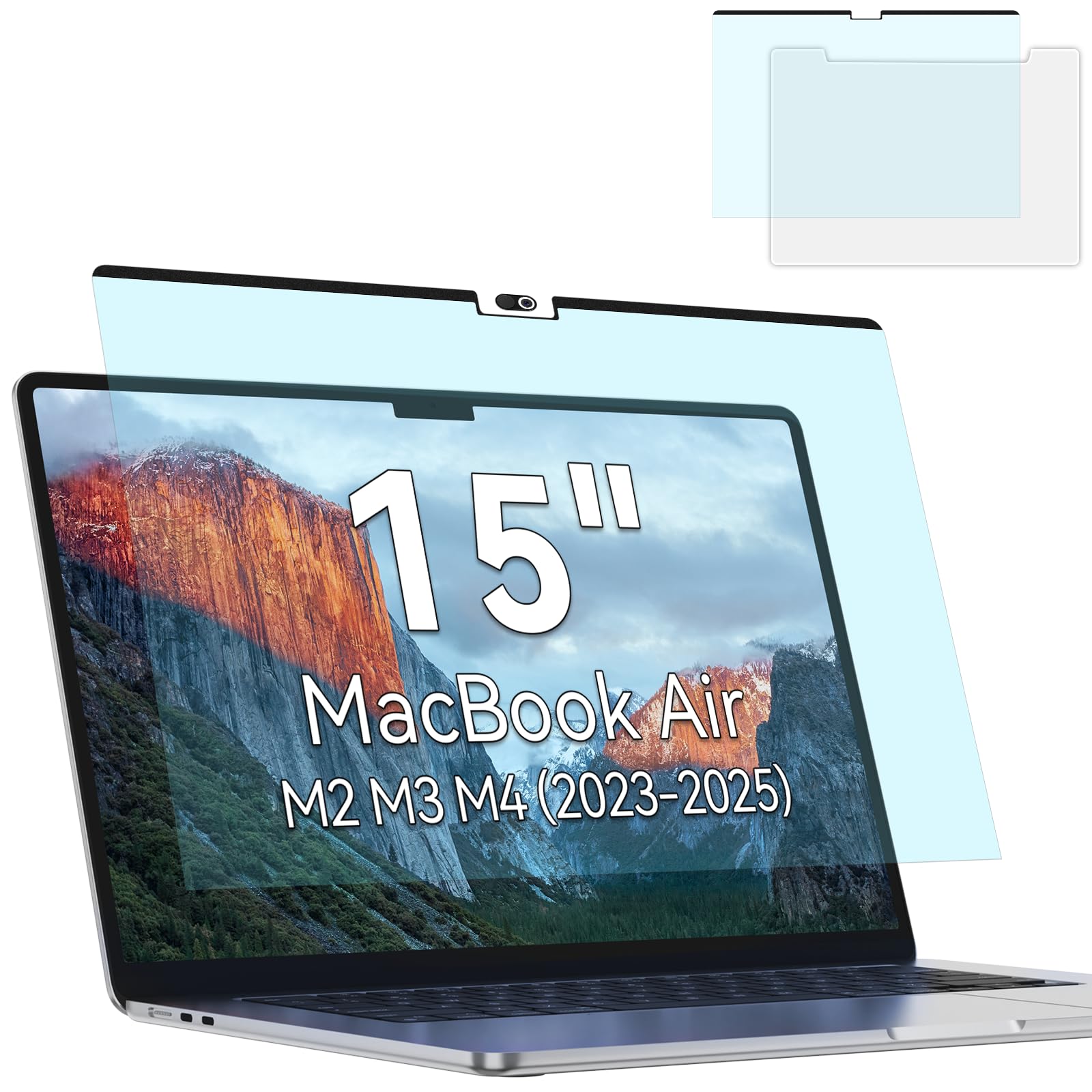 Photo 1 of Magnetic Anti Blue Light Screen Protector for MacBook Air 15 Inch (2023-2025, M2, M3, M4), Removable MAC 15.3" Computer Film, Eye Protection Glare Laptop Screen Protector