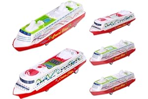 Toyvian Boy Wind up Toys Boats: 5Pcs Ocean Liner Cruise Yacht Collection Toy, Plastic Boat Models Summer Ship Race Game, 6.3 X 1.77 X 1.26 Inches