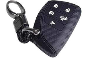 ZORRATIN Carbon Silicone Key Fob Cover Case + Keychain for Chevrolet Silverado and GMC Sierra Canyon Equinox RS and Buick Envision 2021 2022 2023 2024 2025 and 2024 Honda Prologue