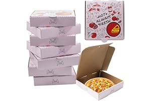 JINGHANGER 12 PCS Pizza Boxes, 9 x 9 x 1.6 Inch Kraft Corrugated Pizza Boxes BBQ Pattern Printing Cardboard Boxes Takeout Containers Takeaway Shipping Storage Boxes for Pizza, Cake, Cookies, Food (9 inch)