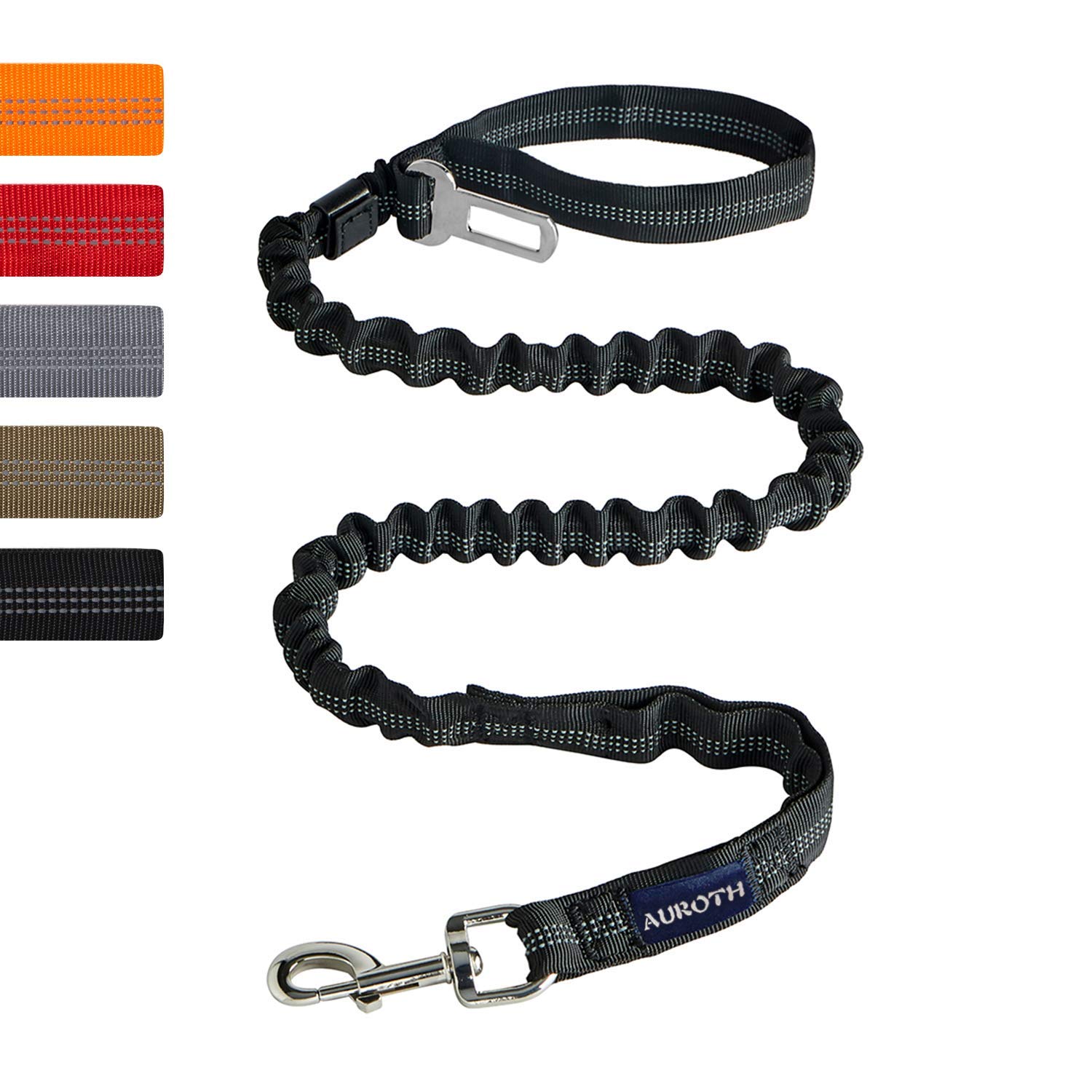 Photo 1 of AUROTH Heavy Duty Bungee Dog Leash for Medium Large Breed Dogs, No Pull for Shock Absorption with Car Seat Belt, 2 Padded Handles 4.5FT 6FT Training Dog Leash (MAX: 4.5 FT, Black01)