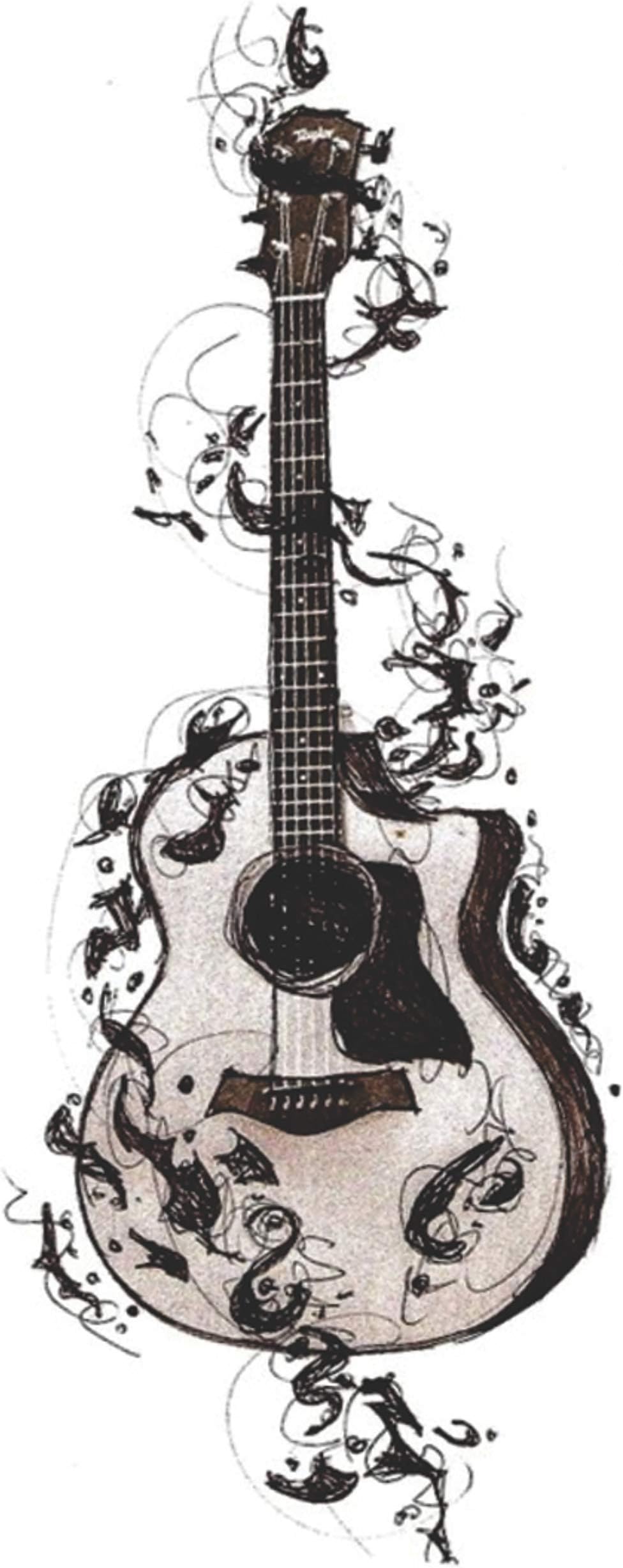 Voorkoms Temporary Tattoo Waterproof For Girls Men Women Beautiful & Popular 3D guitar lovers music Size 10.5 CM x 6CM - 1PC