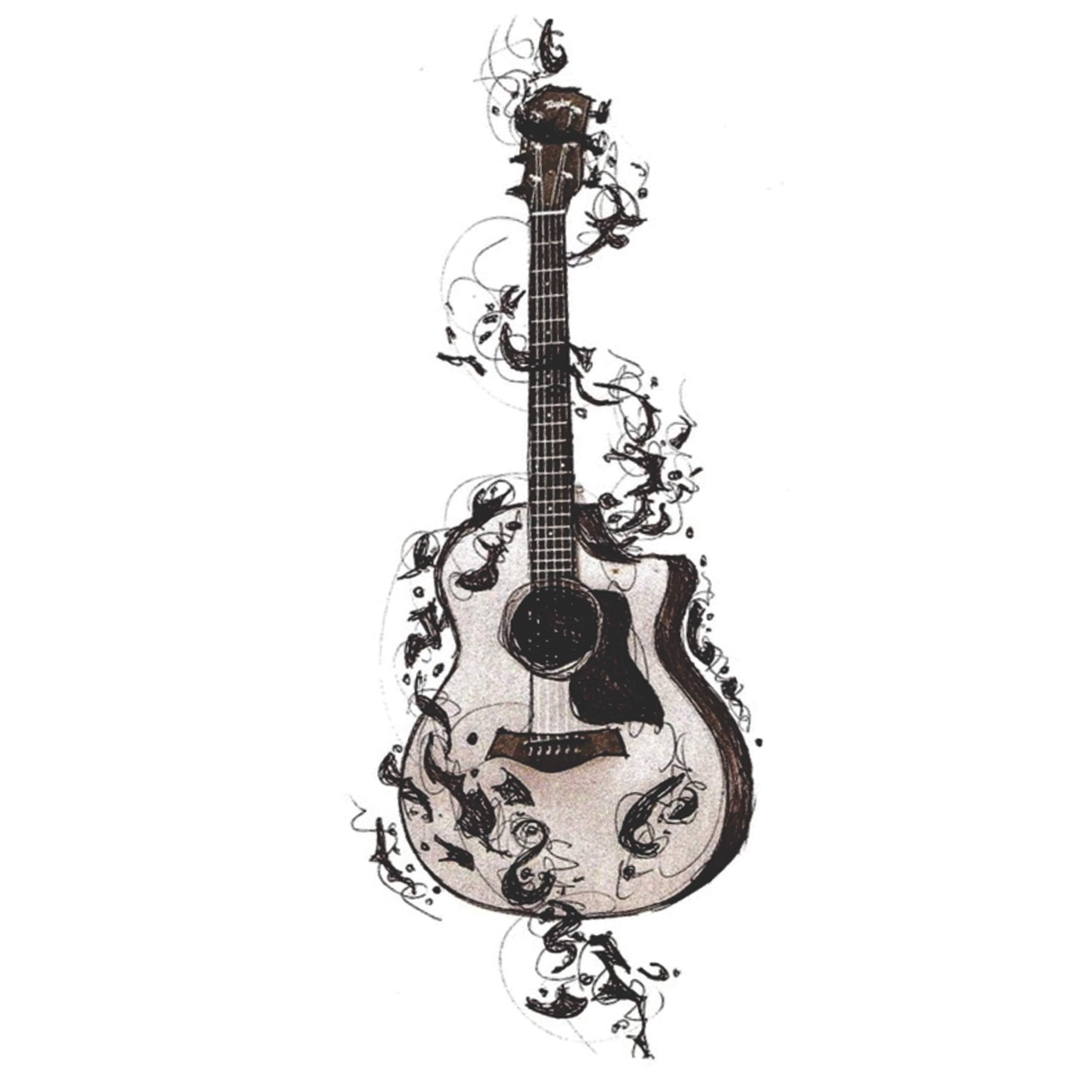 Voorkoms Temporary Tattoo Waterproof For Girls Men Women Beautiful & Popular 3D guitar lovers music Size 10.5 CM x 6CM - 1PC