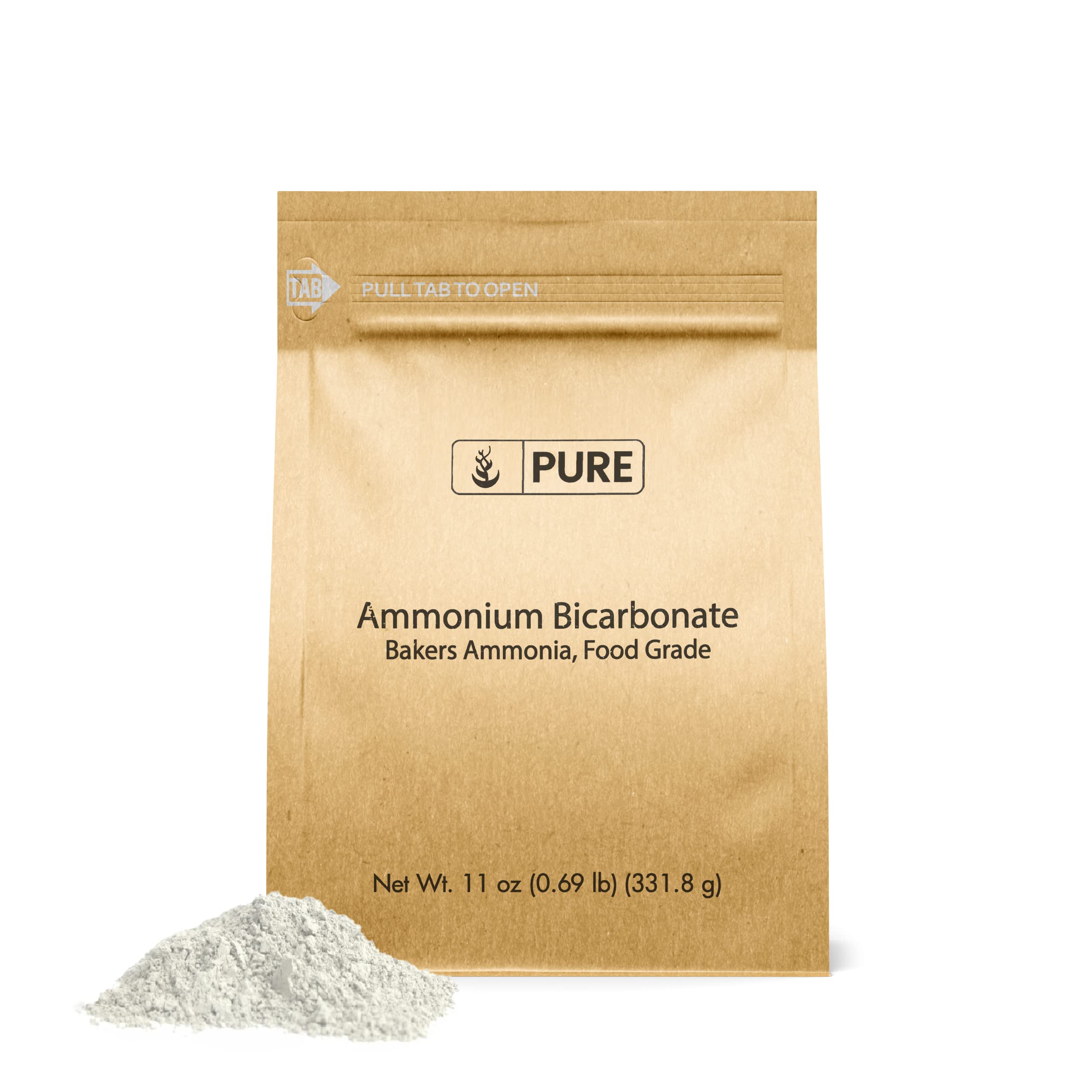 PURE ORIGINAL INGREDIENTS Ammonium Bicarbonate (11oz) Baker's Ammonia, Traditional Leavening Agent, Food Grade