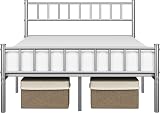 Yaheetech 4ft6 Double Bed Frame Metal Bed Slats Headboard Footboard Silver view 8