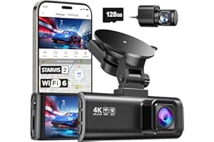 REDTIGER 4K Dash Cam Front and Rear with STARVIS 2, 5.8GHz Wi-Fi Dash Camera for Cars, 128GB Card Included, GPS, 3.18”IPS Scr
