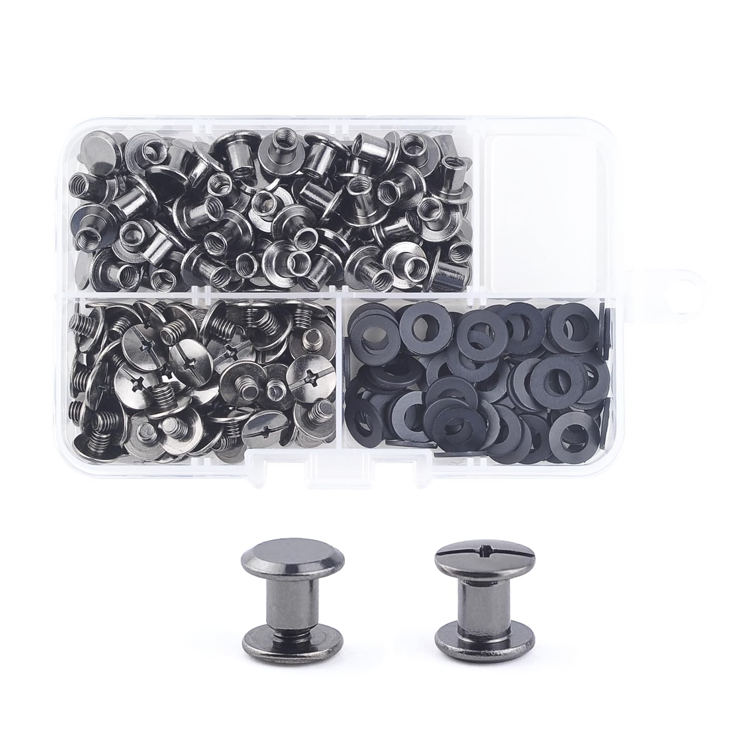 MABAHON 80 Set Chicago Screw Posts,Rivet Chicago Binding Screws,Metal Rivet for DIY Leather Decoration Bookbinding,Bags, Luggage,Backpack,Craft, M5x6mm (Black)