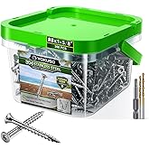#8 x 1-5/8"Stainless Steel Wood Screws,304HC3 Exterior Deck Screws,300 PCS | Corrosion &amp; Rust Resistant, T20 Torx Flat Head for Indoor &amp; Outdoor Wood, Decks, Fences &amp; Marine, 3 Driver Bits