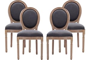 Nrizc French Country Dining Chairs Set of 4, Farmhouse Dining Chairs, Wood Round Back Dining Room Chair, for Dining Room/Living Room/Bedroom
