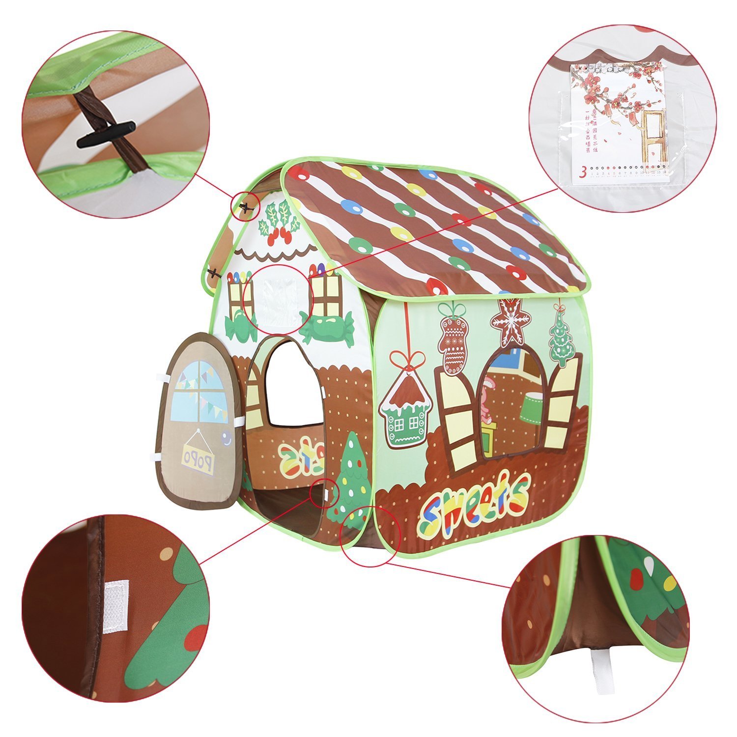 Homfu Play Tent For Kids For Indoor Outdoor Playhouse Boys Girls Child Gift Gingerbread House