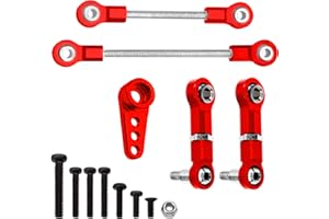 SHARE GOO ShareGoo Steering Link Rod Pull Rods Servo Links Linkage 28T Servo Arm Compatible with Wltoys K969 K979 K989 K999 P929 P939 1/28 RC Car (Red)