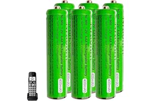 6 Pack Ni-MH AAA Rechargeable Batteries for Panasonic, 400mah AAA Ni-MH Rechargeable Batteries 1.2V for Cordless Phones, Remo