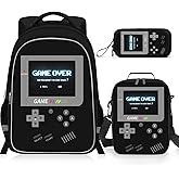 ZHIMEBYE Backpack for School Boys,3pcs Boys Backpack and Lunch Box Set for Elementary Middle School, 17″ Video Game Bookbag for Ages 6-18 Kids Children Teens