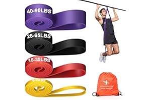 YONKFUL Pull Up Assistance Bands Set 5 LBS - 230 LBS, Long Resistance Bands for Pull Ups Working Out, Gym Workout Bands for Men Exercise Muscle Training and Shape Body - Carry Bag Included