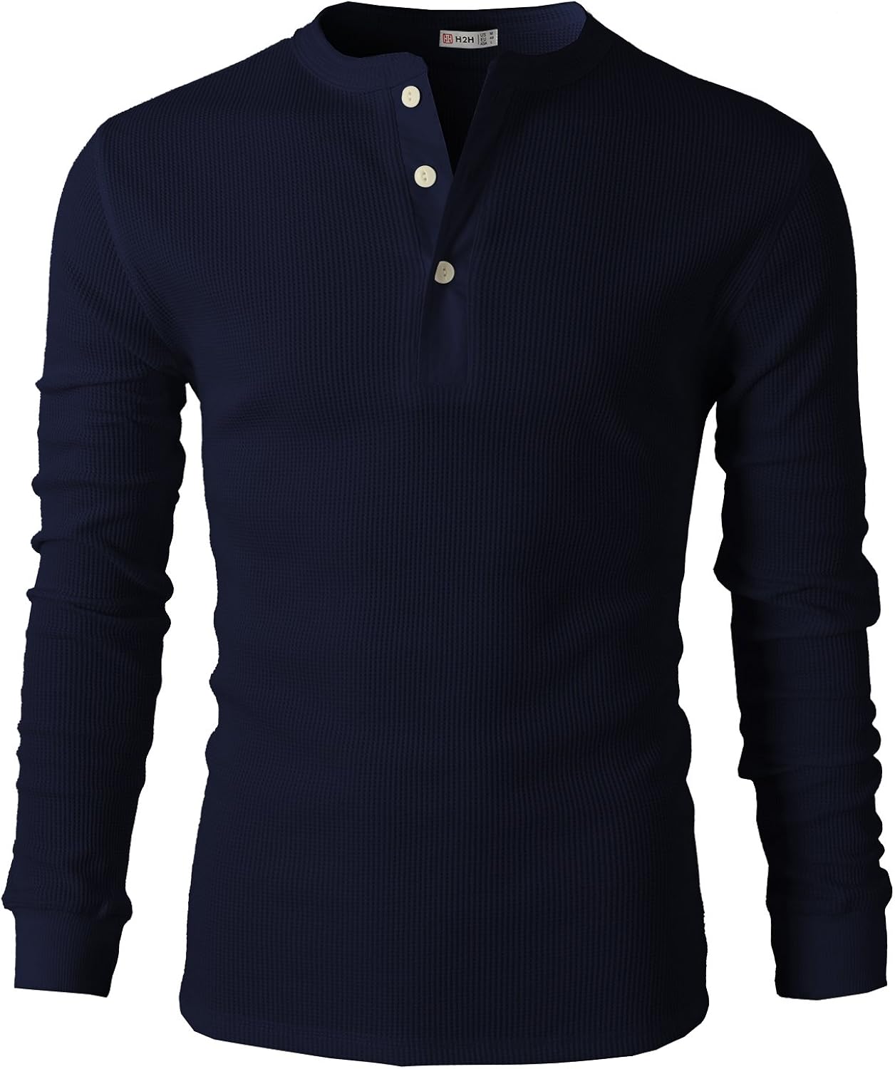 H2H Mens Casual Slim Fit Henley Long Sleeve T Shirts of Waffle Cotton: Clothing