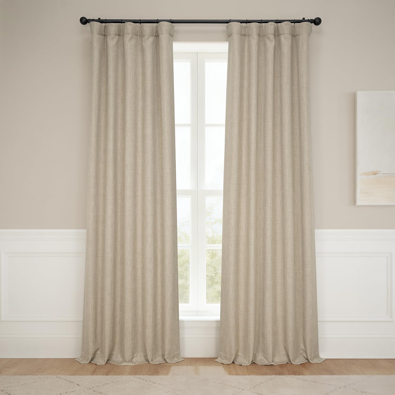 Photo 1 of HPD Half Price Drapes - Faux Linen Curtains for Living Room (1 Panel) - 50W X 96L - Textured Room Darkening Curtains for Bedroom 96 Inches Long - Drapes for Home Decor, Nomad Tan