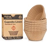Bake Choice 200pcs Standard Cupcake Liners for Baking, Muffin Liners | Non-stick, Natural, Food-grade, Greaseproof Parchment
