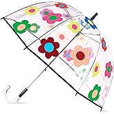 kate spade new york Clear Umbrella for Rain, Large Bubble Umbrella for Adults with Floral Design