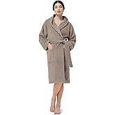 SIORO Women Hooded Terry Cloth Robes, Cotton Long Soft Plush Bathrobe for Shower, Spa, Towel Knee-Length Robe with Pockets