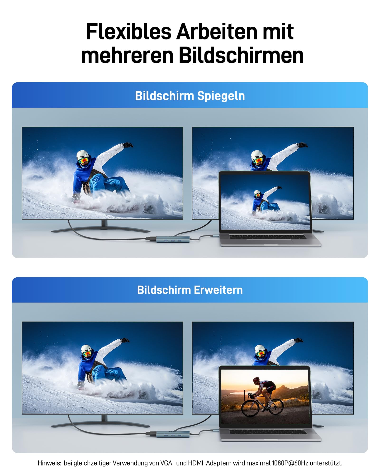 acer USB C Hub Docking Station, 9IN1 USB C zu 4K HDMI, 3xUSB 3.0 5Gbps, 1Gbps Ethernet, 100W PD, VGA, SD Katenleser, Aluminium Multiport Adapter für iPhone 15/16 Serie,MacBook/iPad Pro/Air,S24,Surface 4