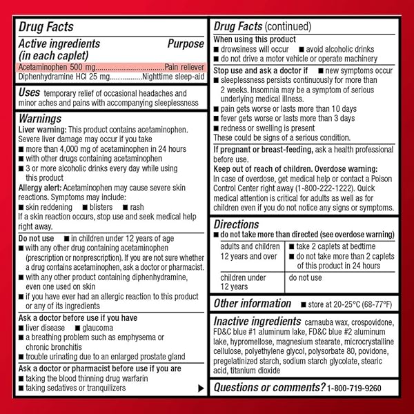 AMAZON BASIC CARE ACETAMINOPHEN PM, PAIN RELIEVER PLUS NIGHTTIME SLEEP AID CAPLET, 100 COUNT
