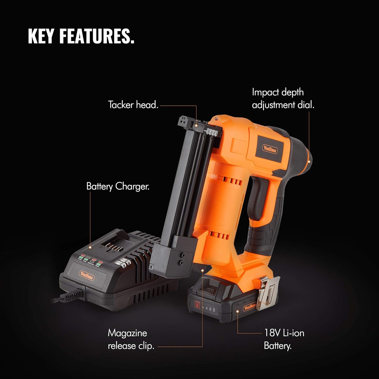 Super Saturday VonHaus Cordless Nail Gun 18v Li ion Nailer Stapler