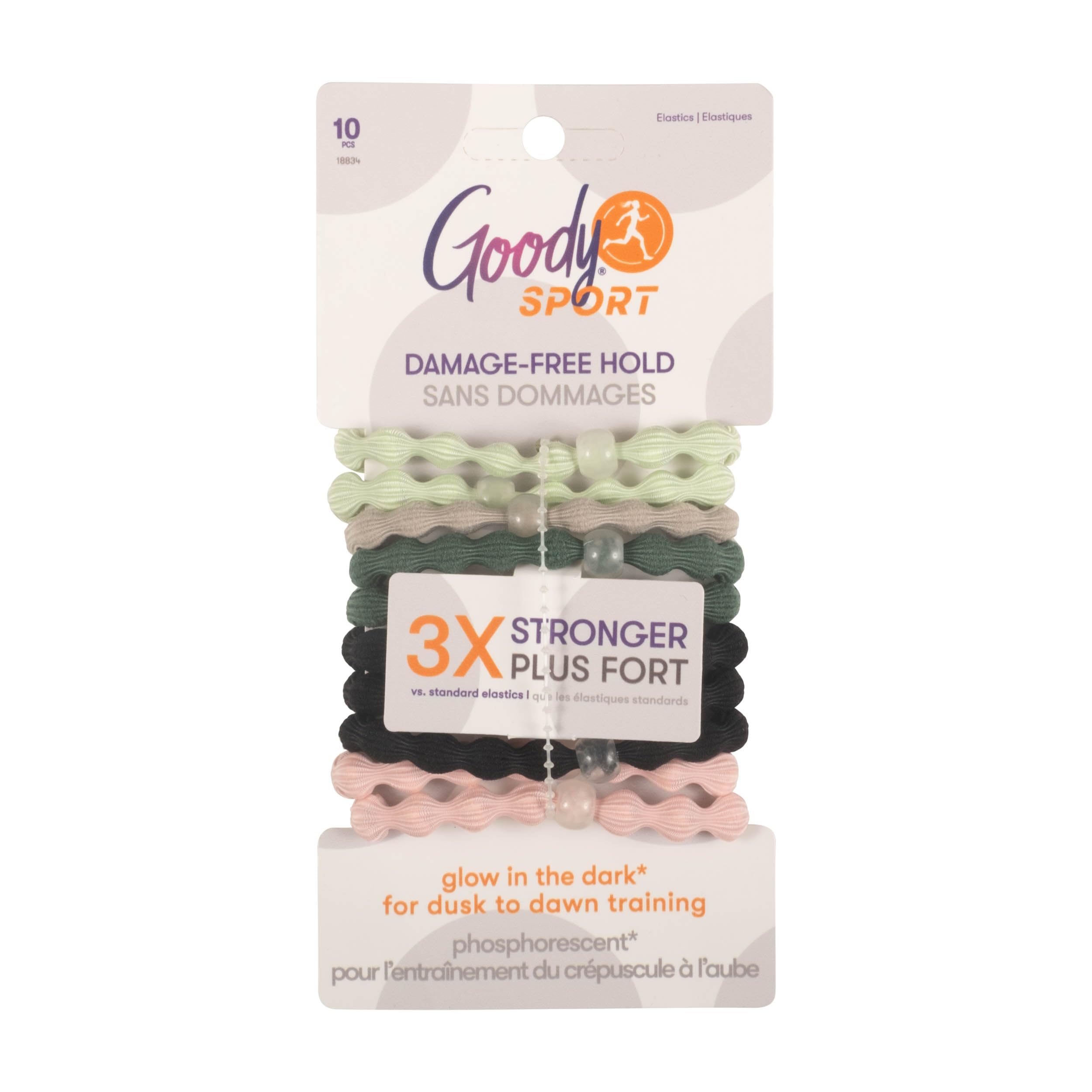 Photo 1 of Goody Sport Forever Glow in the Dark Elastic Hair Ties - 10 Ct, 5 Assorted Colors, No Damage, 3X Stronger, Sport-Level Grip, All Hair Types