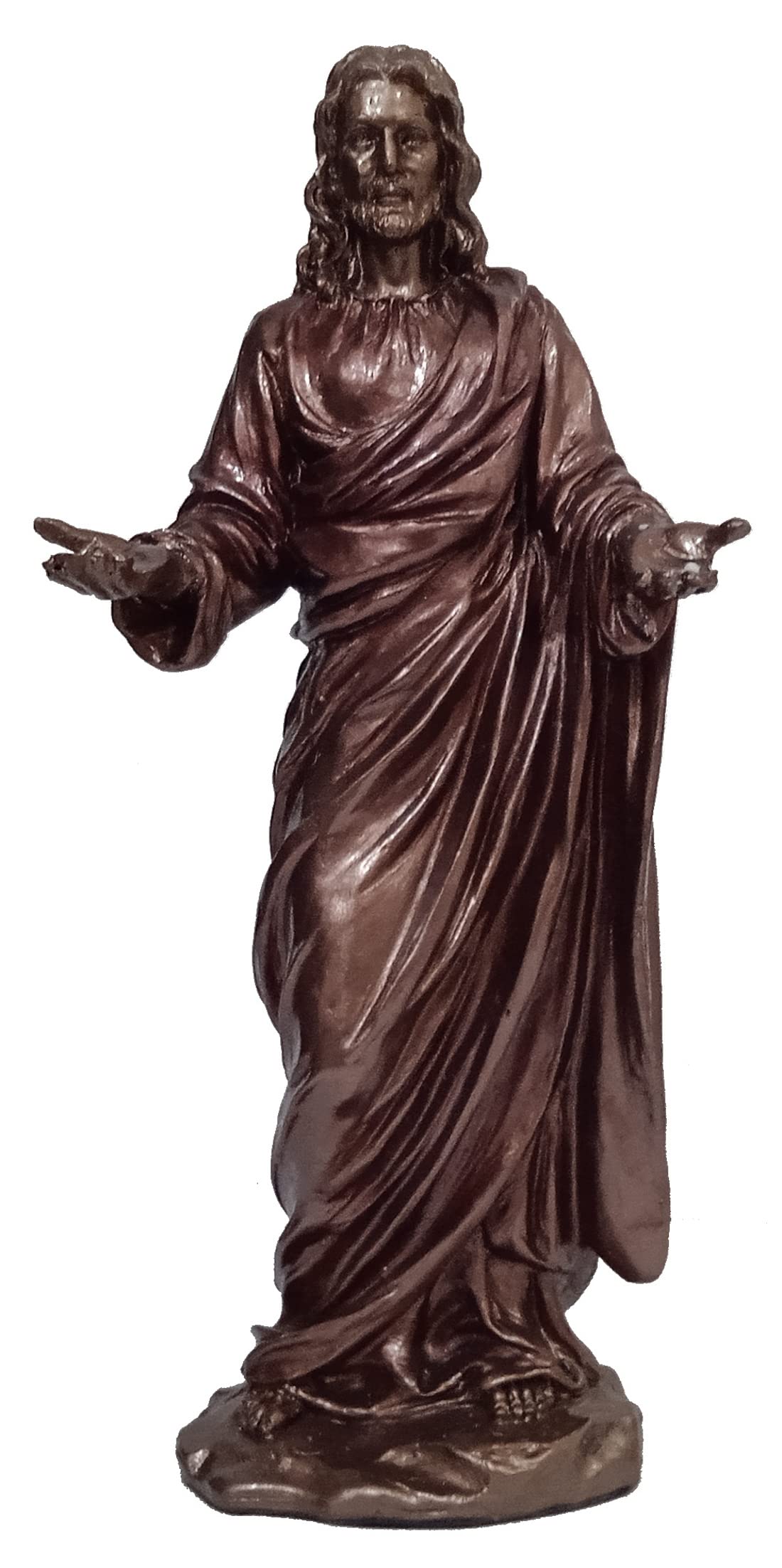Purpledip Resin Idol Jesus Christ: Collectible Bronze Finish Statue For Home Altar, 9 Inches (12564)