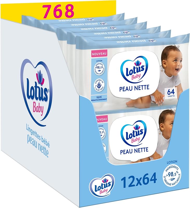 Haut Nette Babytücher – 768 Tücher (12 x 64 Stück) – hypoallergen und dermatologisch getestet