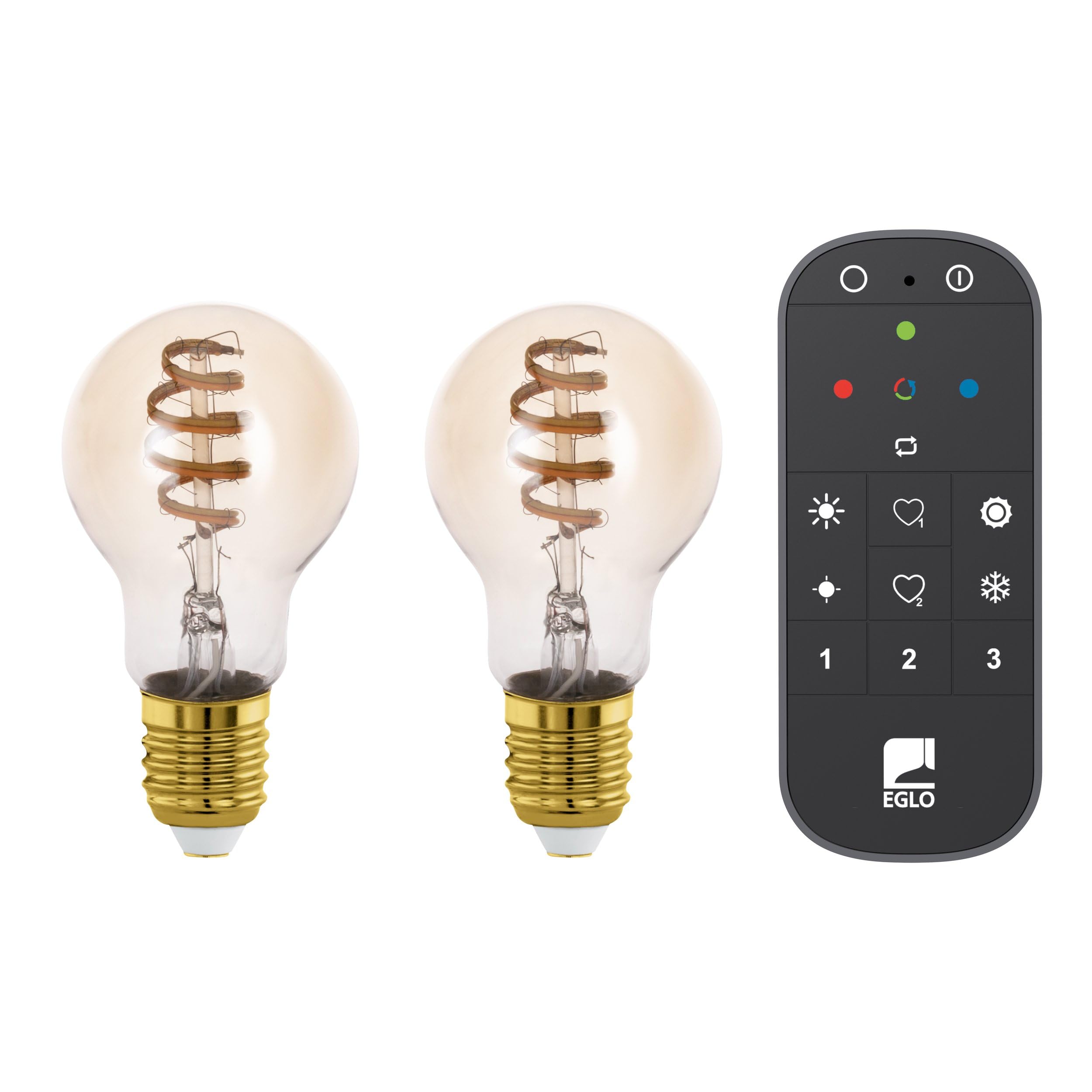 Eglo Connect.z Set of 2 Smart Home LED Light Bulbs E27, A60, ZigBee, app and Alexa Voice Control, with Remote Control, dimmable, Warm White-Cold White, 4.9 watts, Vintage Lightbulb Amber — image 1