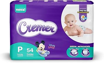 Fralda Cremer Disney, P, Mega, pacote de 54