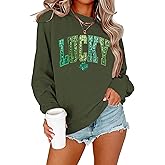 VVNTY St. Patrick's Day Sweatshirt for Women: Embroidered Lucky Shamrock Graphic Tee Shirts Paddy's Day Pullover Tops