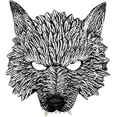 KIHOARL Wolf Mask Halloween Half Face Werewolf Animal Masquerade Props for Cosplay Costume