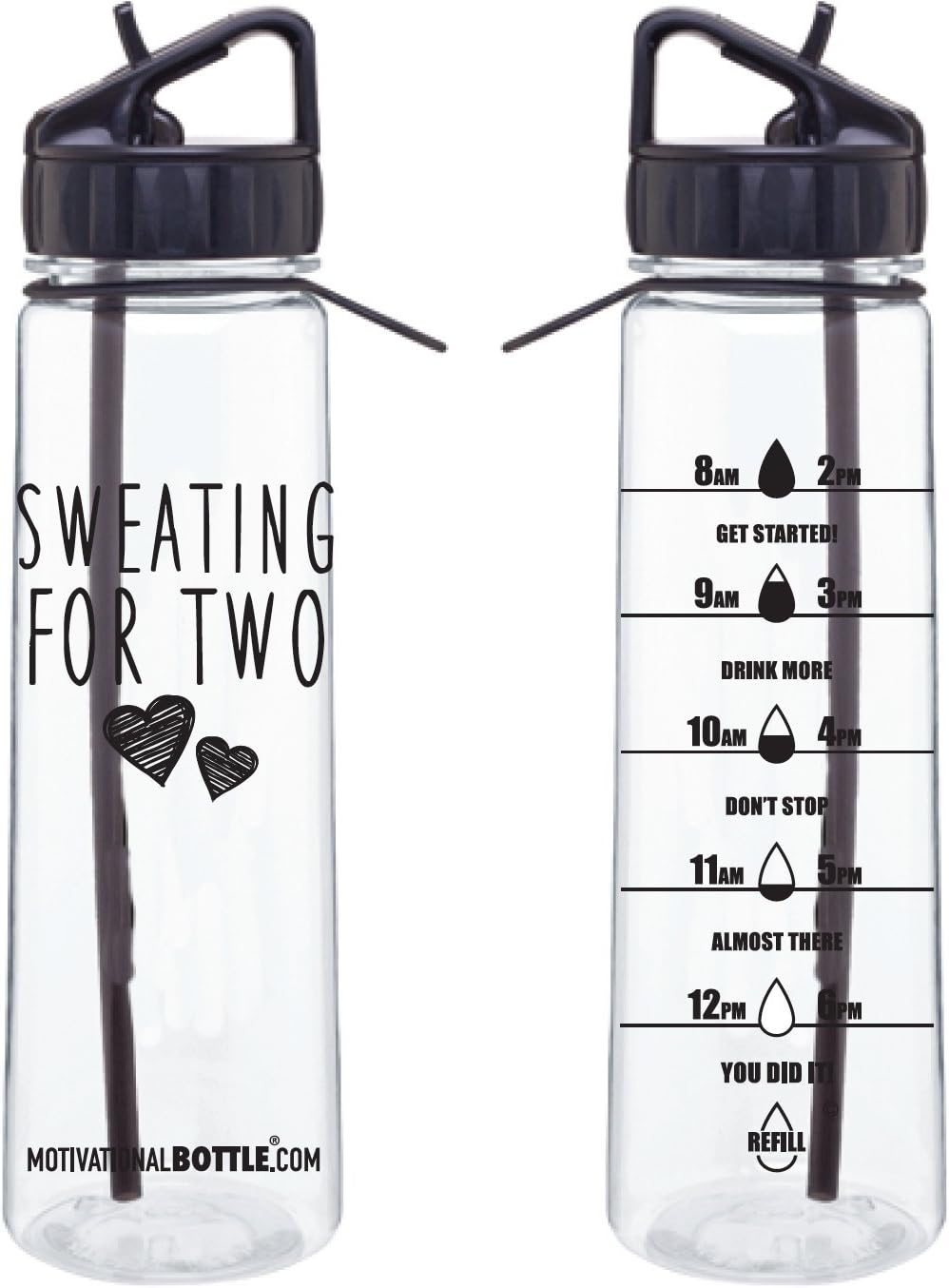 Motivational Bottle 30oz Fitness Workout Sports Water Bottle with Unique Timeline | Measurements | Goal Marked Times for Measuring Your Daily Water Intake, BPA Free Non-Toxic Tritan