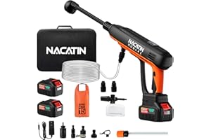 1200PSI Cordless Pressure Washer, 2X 6.0Ah Battery Power Washer with Triplex Plunger Pump & Pressure Settings, 500W Brushless