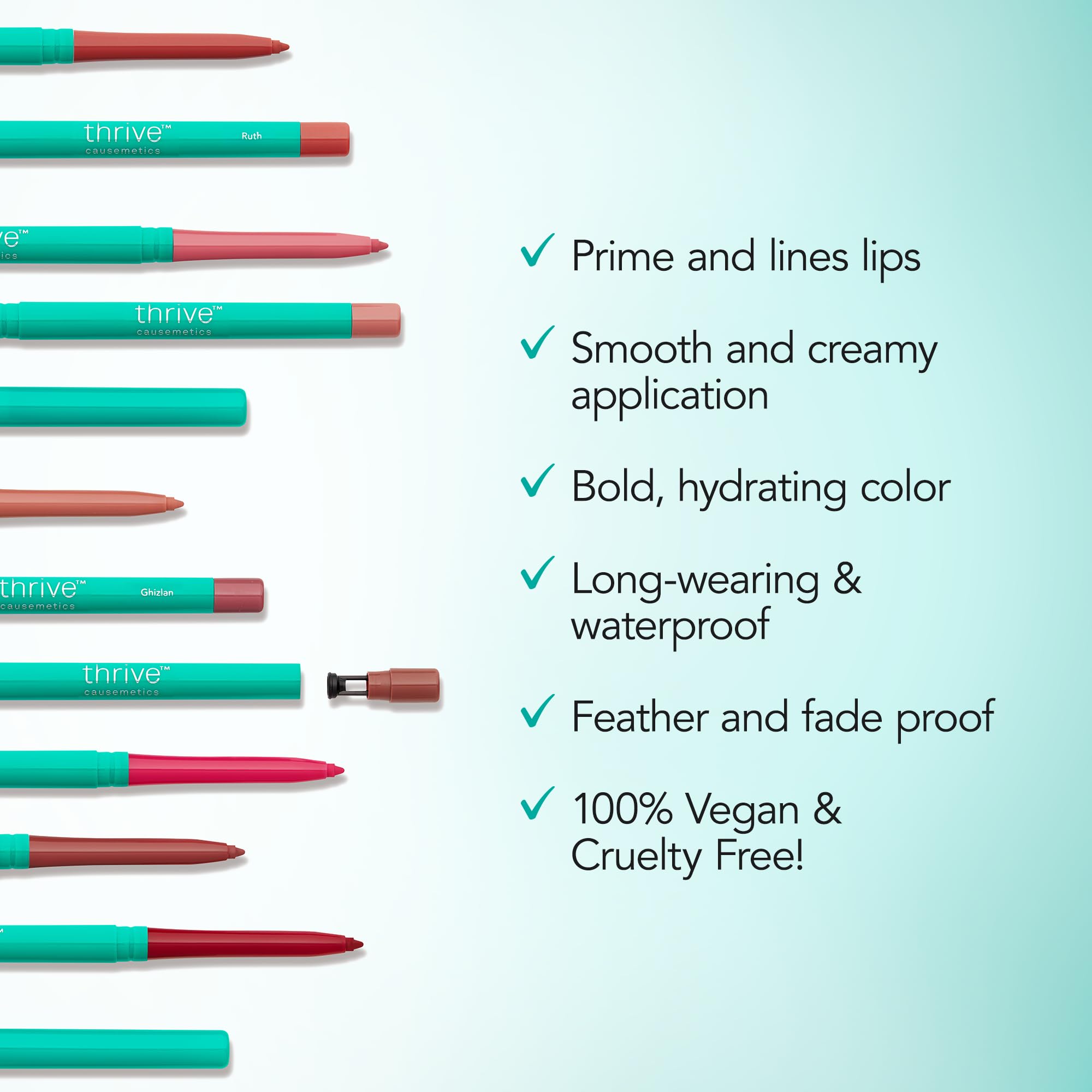 Thrive Causemetics Lip Filler Long-Wearing + Plumping Lip Liner, Shea Butter Hydrating Lip Plumper Retractable Lip Liner Pencil, Built In Sharpener, Vegan & Cruelty Free, Ghizlan (Plum Mauve)