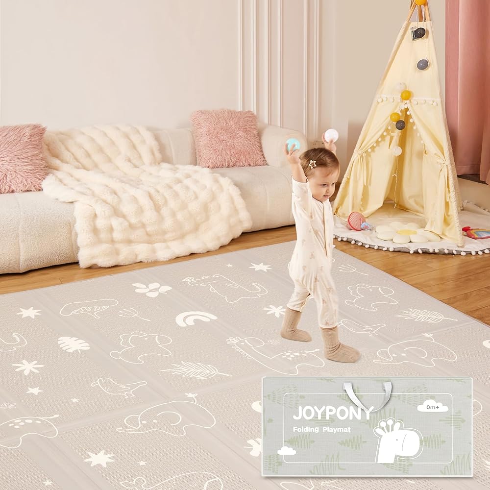 Joypony Play Mat 50x50 Inches Foldable Waterproof Anti-Slip Baby Floor Mat