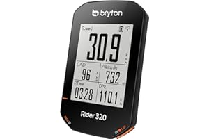 Bryton Rider 320T GPS Computer Cycle 2.3" Display with Cadence Sensor and Heart Band, Black