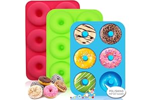Walfos Silicone Donut Mold - Non-Stick Silicone Doughnut Pan Set, Just Pop Out! Heat Resistant, Make Perfect Donut Cake Biscu