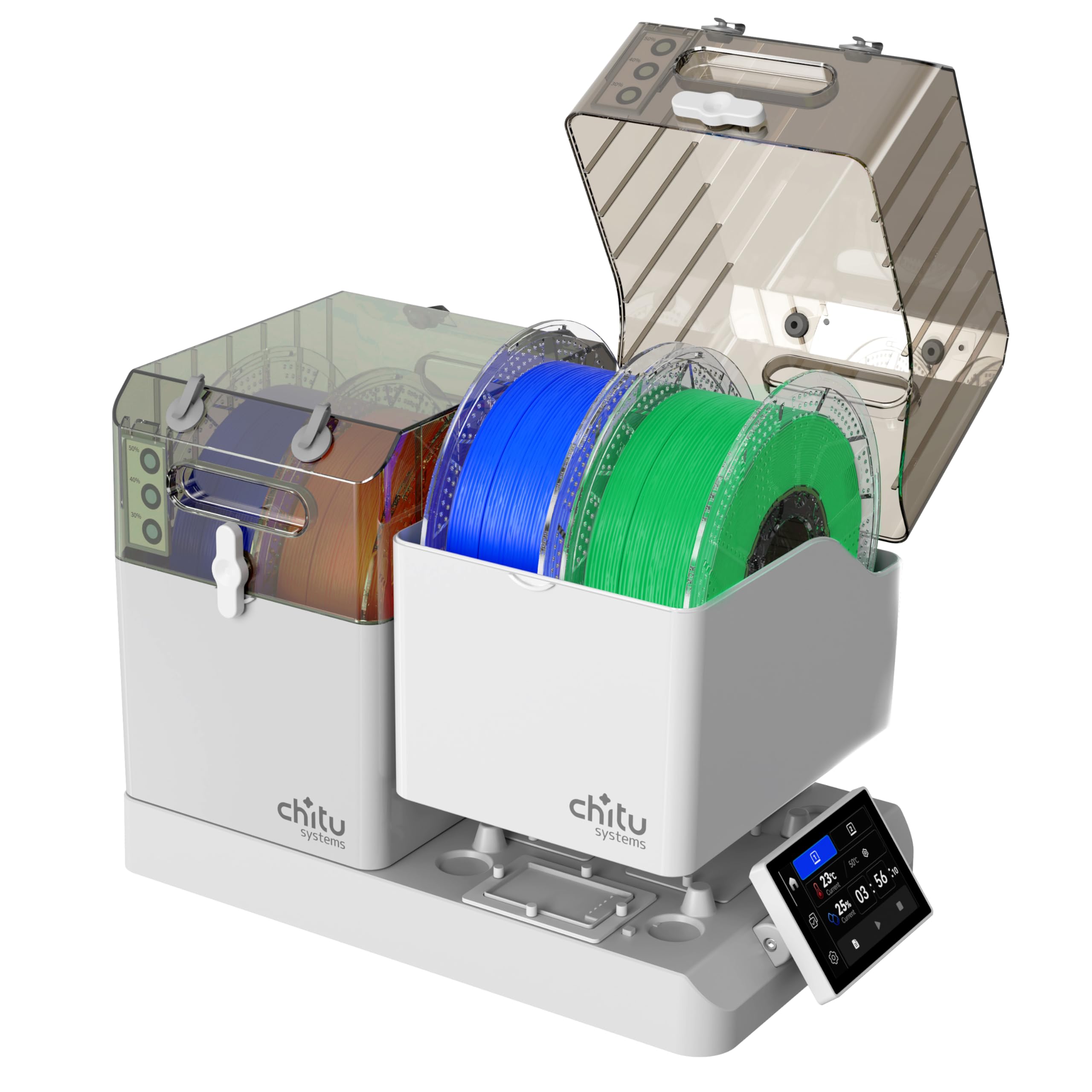 Photo 1 of Chitu Systems E1 Filament Dryer 4 Spools, Auto-Humidity Hold, Independent Control with 2 Removable Chambers for Nylon, ABS, TPU, PETG, PLA 3D Printer Filament Drying, Compatible with AMS Lite