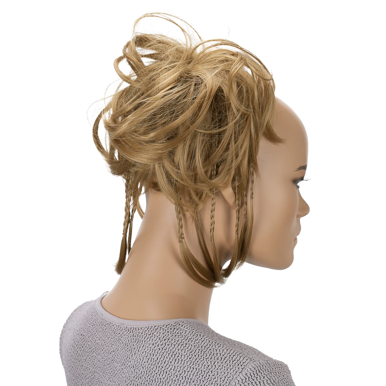 CAISHA XXL Scrunchie Messy Bun Hairpiece Braided Updo Slightly Wavy Voluminous Honey Blonde G12D